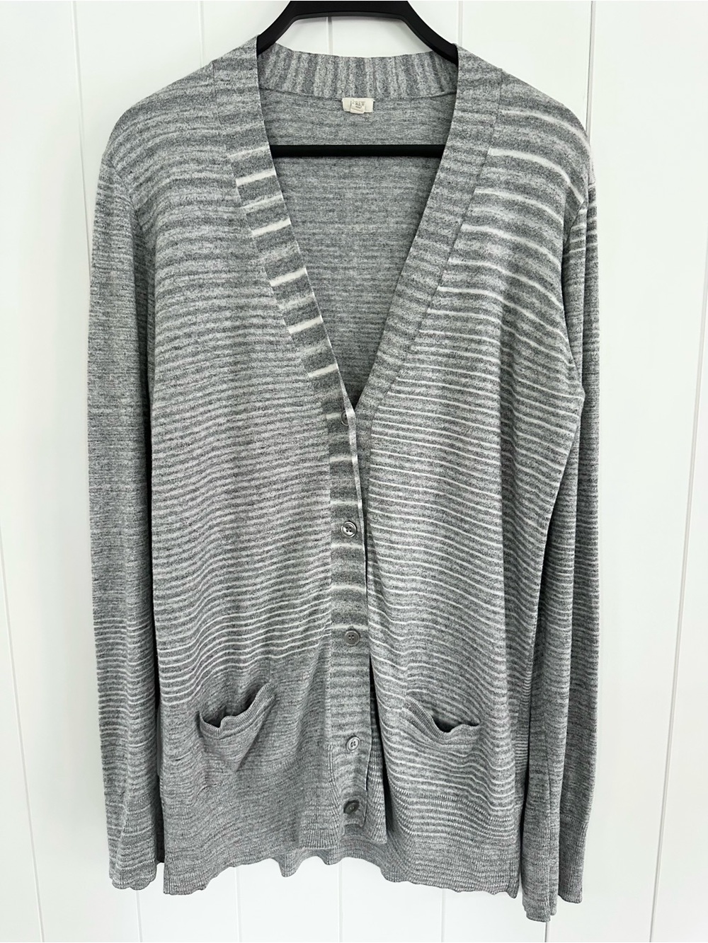 J. Crew Heather Gray Lightweight Knit Button Front Cardigan
